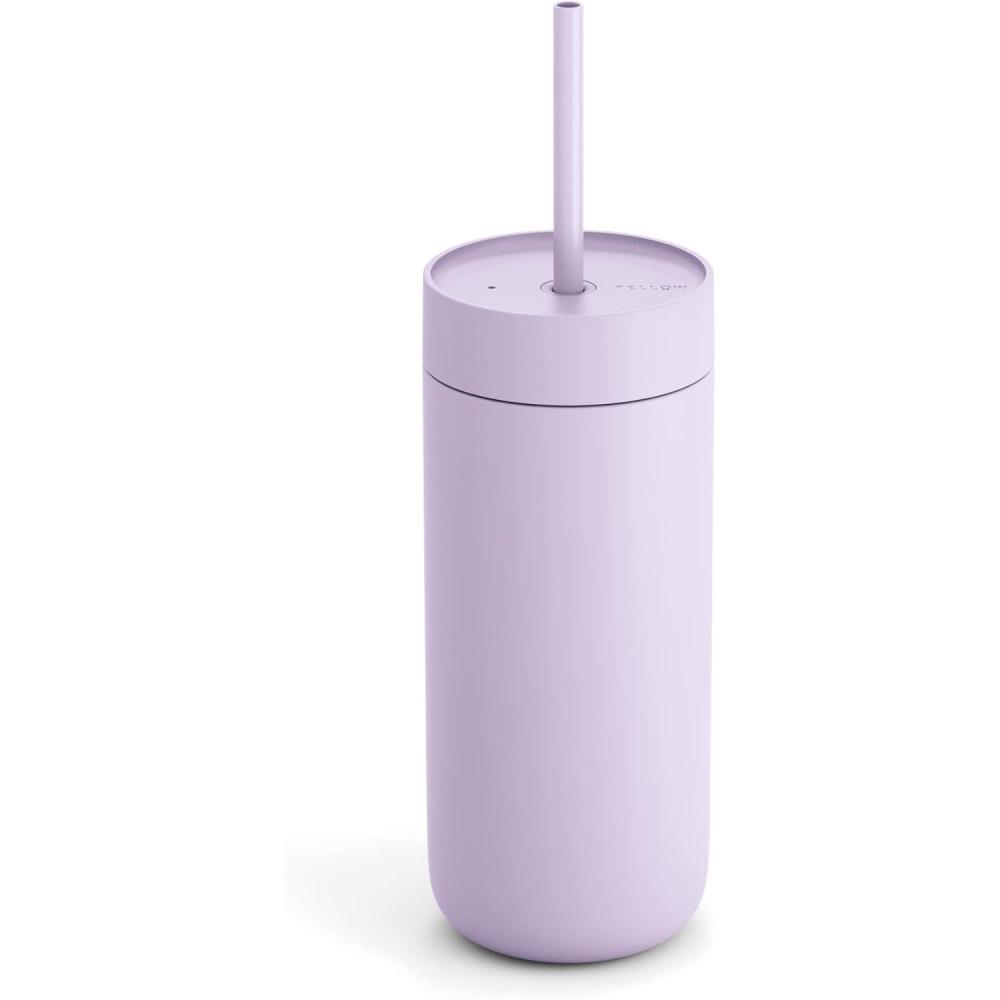 imageFellow 16 oz Carter Cold Travel Mug for Water Iced Tea Coffee Smoothies Iced Coffee ampamp more  Stainless Steel VacuumInsulated Iced Coffee tumbler with Spill Resistant lid and straw  Sand DunePeri Twinkle