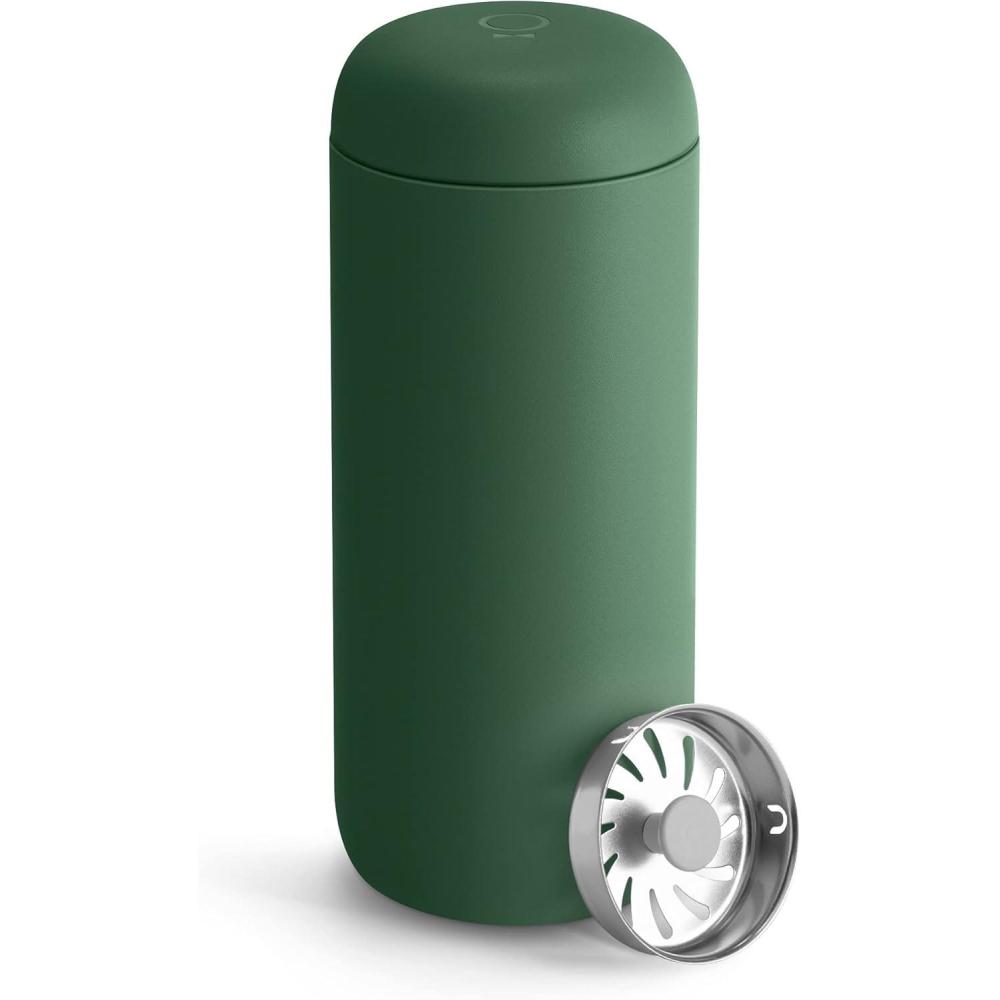 imageFellow 16 oz Carter Move Travel Mug  VacuumInsulated Stainless Steel Travel Coffee Mug  Coffee Tumbler with Ceramic Interior and Splash Guard  Sand DuneCargo Green
