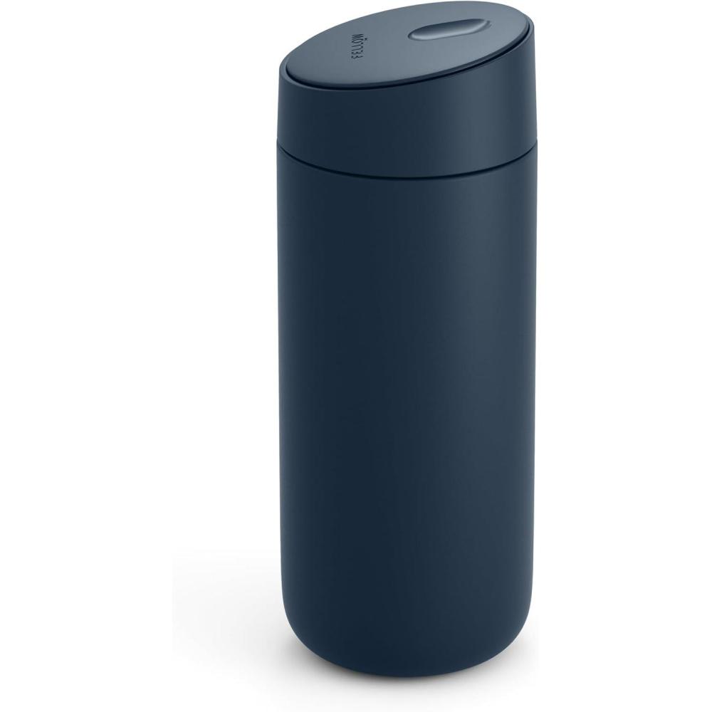 imageFellow 16 oz Carter Slide Travel Coffee Mug with SlideLock lid  Leak Proof ToGo Coffee Tumbler with Ceramic Interior and VacuumInsulated Stainless Steel  Coffee Cups  Matte BlackStone Blue