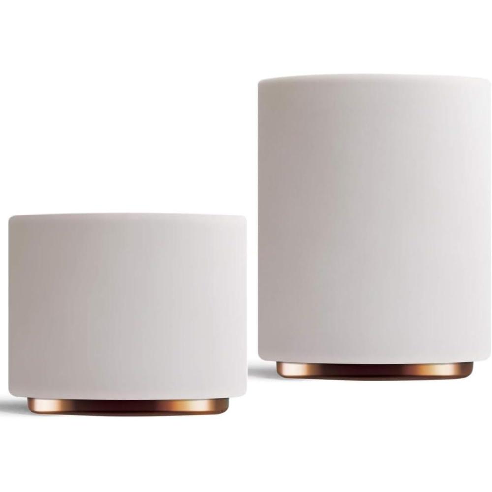 imageFellow Monty Milk Art Cups Bundle  Matte White with Copper Base  Double Wall Ceramic Cappuccino Mugs  65oz ampamp 11oz  Set of 2