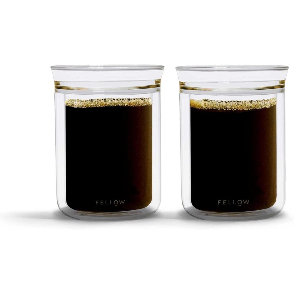 imageFellow Stagg Tasting Glasses for Coffee and Tea Mug  Handblown Borosilicate Glass Insulated Double Wall For Pour Over Mug 10 oz Set of Two
