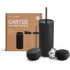 imageFellow 16 oz Carter Bundle 3 in 1 Travel Mug with SlideLock Move ampamp Cold Lids with Straw  ToGo Coffee Tumbler Ceramic Interior ampamp VacuumInsulated Stainless Steel  Coffee CupsMatte Black