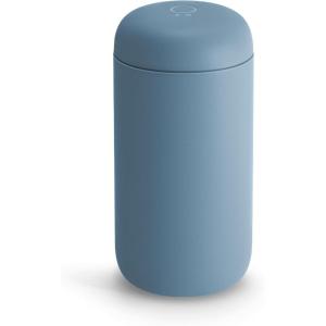 Fellow 12 oz Carter Move Travel Mug – Vacuum-Insulated Stainless Steel Travel Coffee Mug – Coffee Tumbler with Ceramic Interior and Splash Guard – Sand Dune(Hazy Blue)