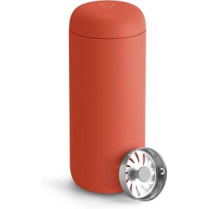 Fellow 16 oz Carter Move Travel Mug – Vacuum-Insulated Stainless Steel Travel Coffee Mug – Coffee Tumbler with Ceramic Interior and Splash Guard – Sand Dune(Corduroy Red)