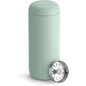 Fellow 16 oz Carter Move Travel Mug – Vacuum-Insulated Stainless Steel Travel Coffee Mug – Coffee Tumbler with Ceramic Interior and Splash Guard – Sand Dune(Mint Chip)