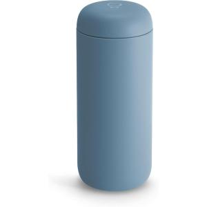 Fellow 16 oz Carter Move Travel Mug – Vacuum-Insulated Stainless Steel Travel Coffee Mug – Coffee Tumbler with Ceramic Interior and Splash Guard – Sand Dune(Hazy Blue)