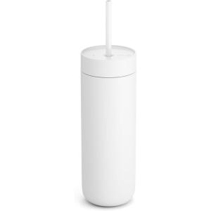 Fellow 20 oz Carter Cold Water Bottle for Water, Iced Tea, Coffee, Smoothies, Iced Coffee & more – Stainless Steel Vacuum-Insulated Iced Coffee tumbler with Spill Resistant lid and straw-Peri Twinkle(Matte White)