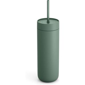 Fellow 20 oz Carter Cold Water Bottle for Water, Iced Tea, Coffee, Smoothies, Iced Coffee & more – Stainless Steel Vacuum-Insulated Iced Coffee tumbler with Spill Resistant lid and straw-Peri Twinkle(Smoke Green)