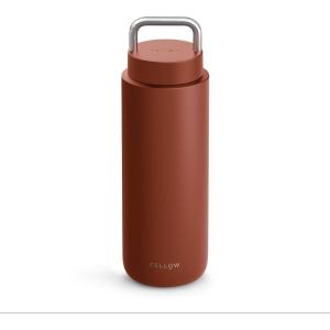 Fellow 32 oz Carter Carry – Travel Vacuum Insulated Stainless Steel Tumbler – Keeps Heat for 12 Hours/Stays Cold for 24 Hours – Leak-Proof Seal – Stainless Steel Handle – Slim Width – Stone Blue(Sienna)