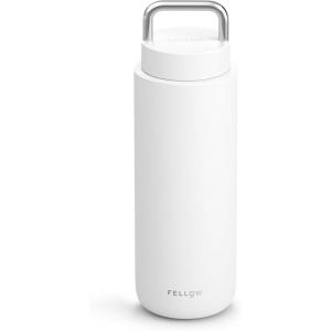 Fellow 32 oz Carter Carry – Travel Vacuum Insulated Stainless Steel Tumbler – Keeps Heat for 12 Hours/Stays Cold for 24 Hours – Leak-Proof Seal – Stainless Steel Handle – Slim Width – Stone Blue(Matte White)
