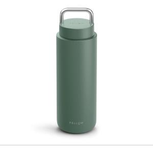 Fellow 32 oz Carter Carry – Travel Vacuum Insulated Stainless Steel Tumbler – Keeps Heat for 12 Hours/Stays Cold for 24 Hours – Leak-Proof Seal – Stainless Steel Handle – Slim Width – Stone Blue(Smoke Green)