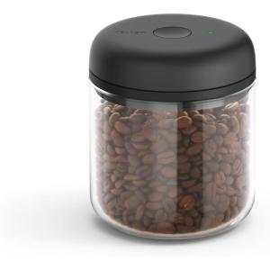 Fellow Atmos Electric Vacuum Canister & Storage Container – Airtight Coffee & Food Storage Containers – Coffee Containers – (Matte Black, 1.2 Liter)(Clear Glass)