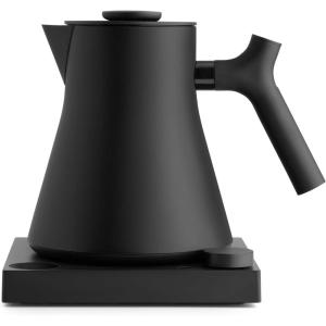 Fellow Corvo EKG Electric Tea Kettle-Electric Pour Over Coffee and Tea Pot-Quick Heating Electric Kettles-Temperature Control & Built-In Brew Timer-Matte White with Maple Handle-0.9 Liter(Matte Black)