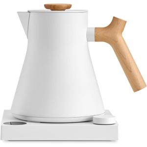Fellow Corvo EKG Electric Tea Kettle-Electric Pour Over Coffee and Tea Pot-Quick Heating Electric Kettles-Temperature Control & Built-In Brew Timer-Matte White with Maple Handle-0.9 Liter(Matte White with Maple Handle)