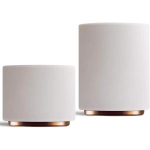 Fellow Monty Milk Art Cups Bundle – Matte White with Copper Base – Double Wall Ceramic Cappuccino Mugs – 6.5oz & 11oz – Set of 2