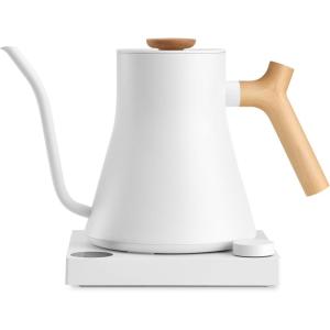 Fellow Stagg EKG Pro Electric Gooseneck Kettle – Pour-Over Coffee and Tea, Quick Heating, Precise Temperature Control, Scheduling, Built-in Brew Timer, Matte Black, 0.9 Liter(Matte White with Maple Wood Handle)
