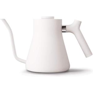 Fellow Stagg Stovetop Pour-Over Coffee and Tea Kettle – Gooseneck Teapot with Precision Pour Spout, Built-In Thermometer, Matte Black, 1 Liter(Matte White)