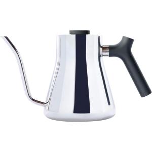 Fellow Stagg Stovetop Pour-Over Coffee and Tea Kettle – Gooseneck Teapot with Precision Pour Spout, Built-In Thermometer, Matte Black, 1 Liter(Polished Steel)