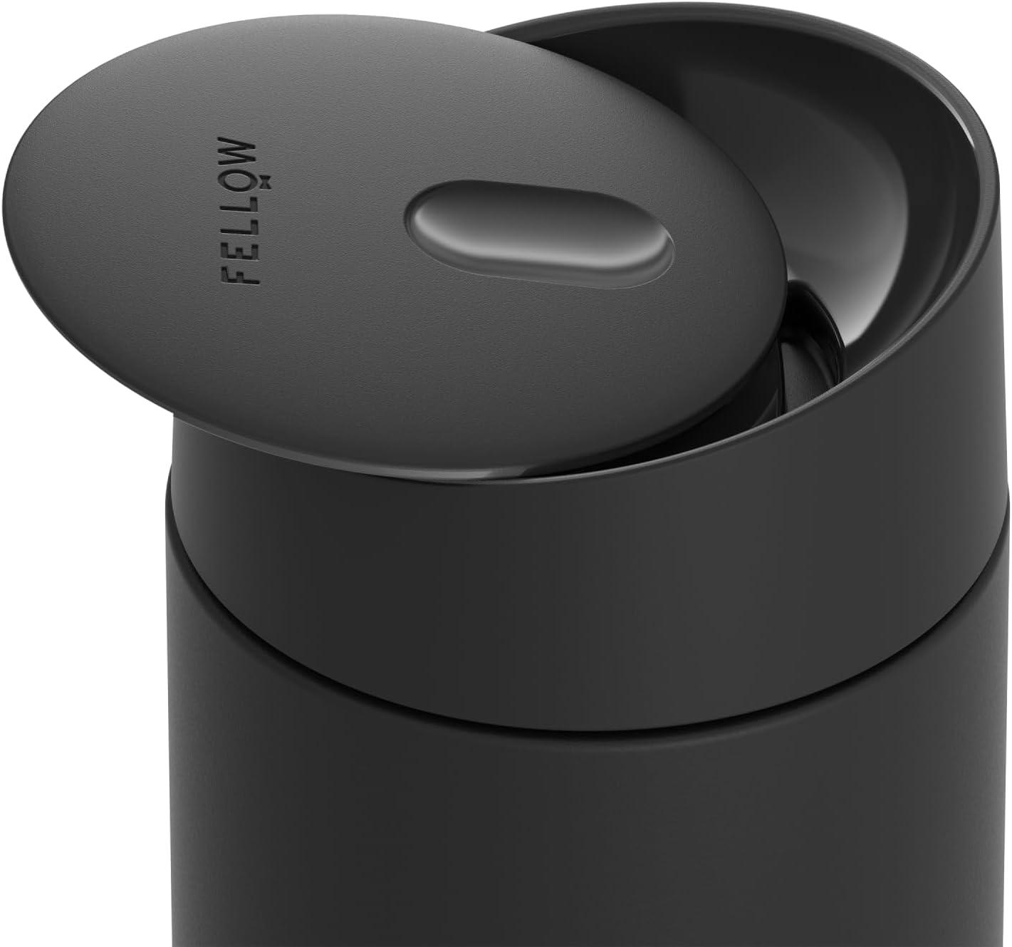 imageFellow 12 oz Carter Slide Travel Coffee Mug with SlideLock lid Leak Proof ToGo Coffee Tumbler with Ceramic Interior and VacuumInsulated Stainless Steel Coffee Cups Matte BlackMatte Black