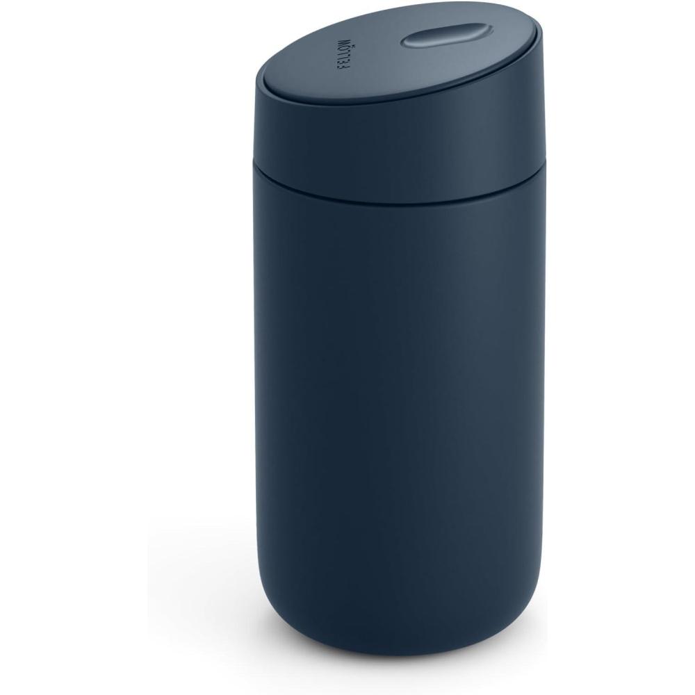 imageFellow 12 oz Carter Slide Travel Coffee Mug with SlideLock lid Leak Proof ToGo Coffee Tumbler with Ceramic Interior and VacuumInsulated Stainless Steel Coffee Cups Matte BlackStone Blue