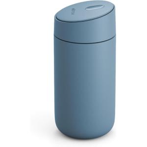 Fellow 12 oz Carter Slide Travel Coffee Mug with Slide-Lock lid – Leak Proof To-Go Coffee Tumbler with Ceramic Interior and Vacuum-Insulated Stainless Steel – Coffee Cups – Matte Black(Hazy Blue)
