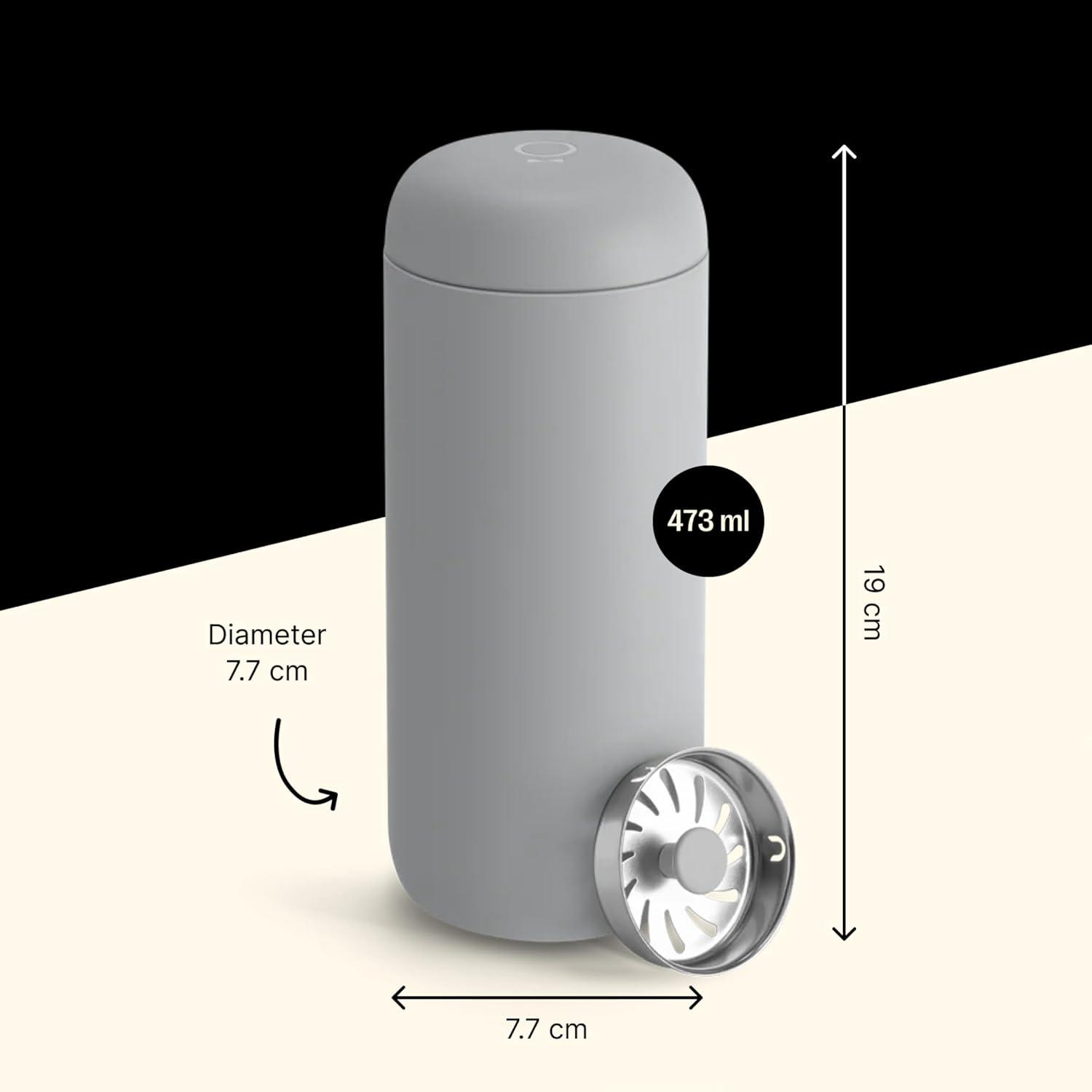 imageFellow 8 oz Carter Move Travel Mug VacuumInsulated Stainless Steel Travel Coffee Mug Coffee Tumbler with Ceramic Interior and Splash Guard Matte GreyMatte Grey