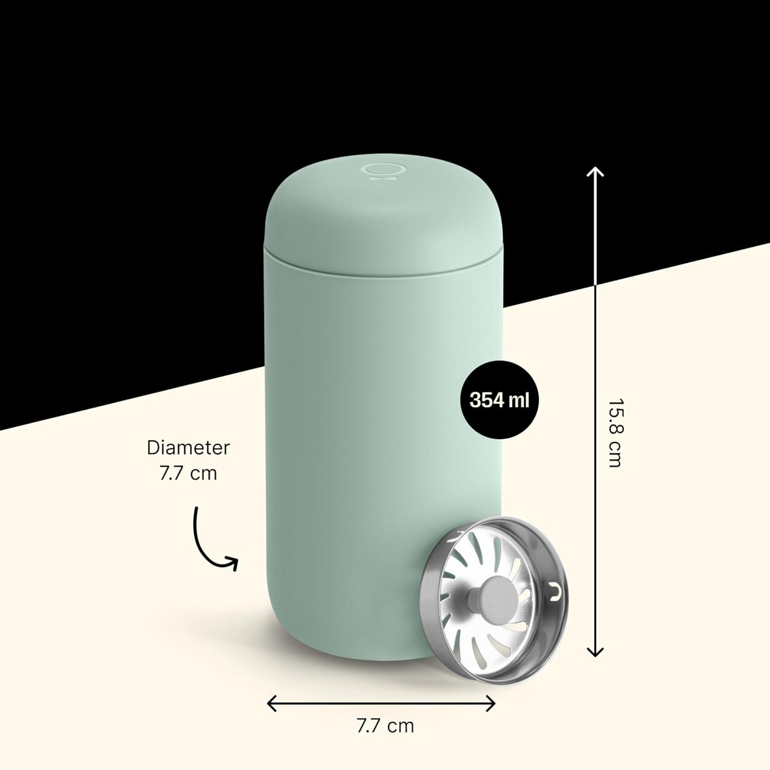 imageFellow 8 oz Carter Move Travel Mug VacuumInsulated Stainless Steel Travel Coffee Mug Coffee Tumbler with Ceramic Interior and Splash Guard Matte GreyMint Chip
