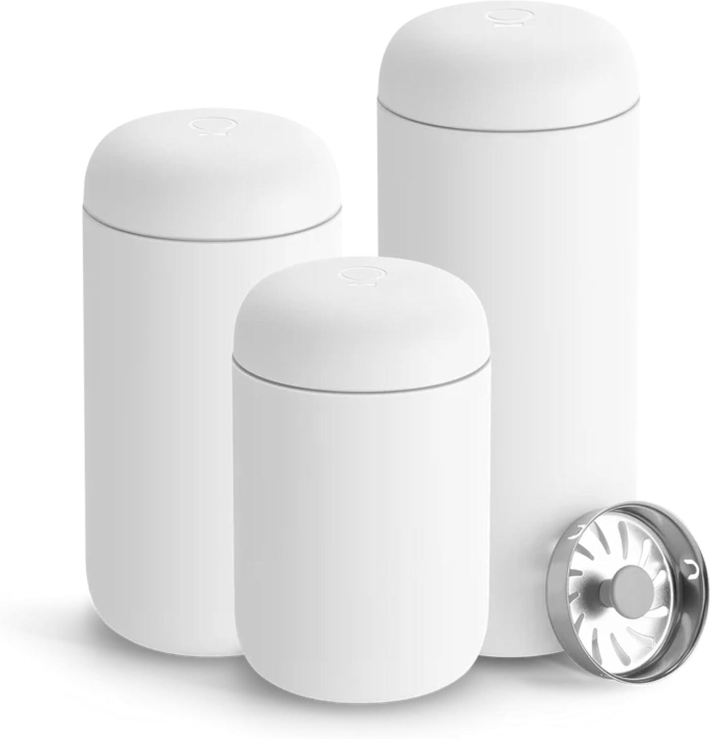 imageFellow 8 oz Carter Move Travel Mug VacuumInsulated Stainless Steel Travel Coffee Mug Coffee Tumbler with Ceramic Interior and Splash Guard Matte GreyMatte White