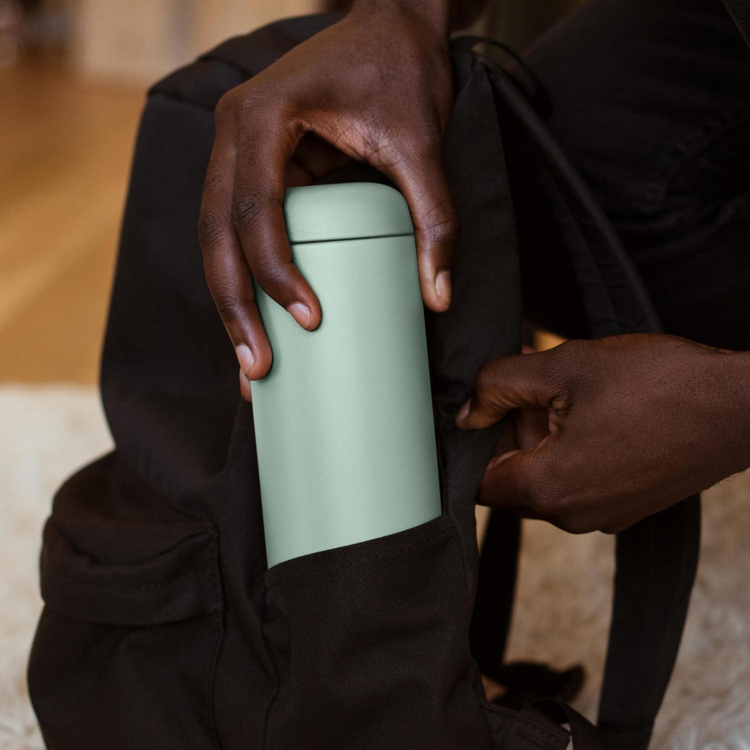 imageFellow 8 oz Carter Move Travel Mug VacuumInsulated Stainless Steel Travel Coffee Mug Coffee Tumbler with Ceramic Interior and Splash Guard Matte GreyMint Chip