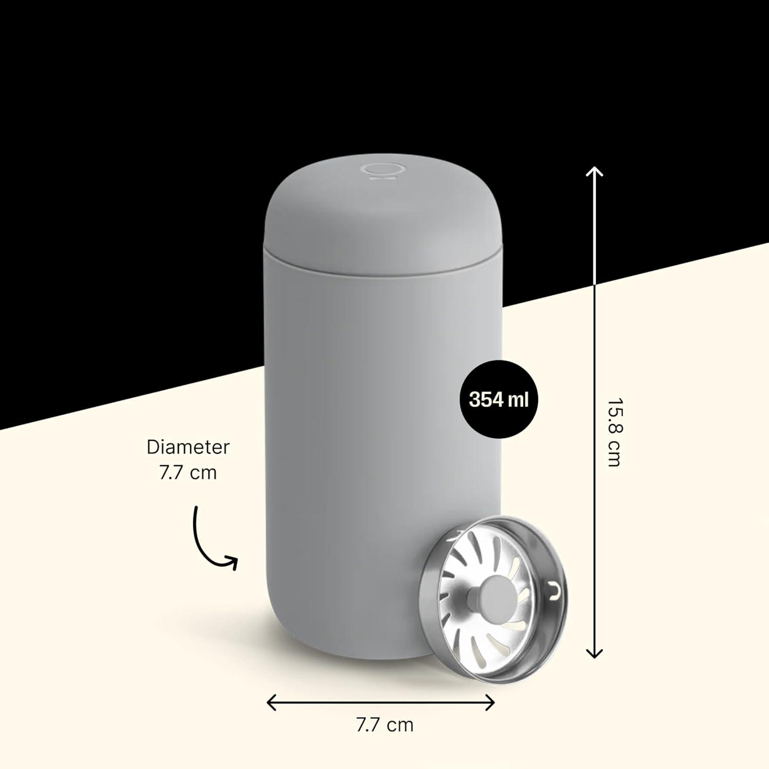 imageFellow 8 oz Carter Move Travel Mug VacuumInsulated Stainless Steel Travel Coffee Mug Coffee Tumbler with Ceramic Interior and Splash Guard Matte Greymattegrey
