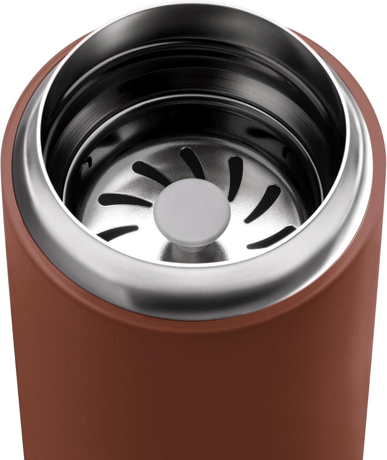 imageFellow 8 oz Carter Move Travel Mug VacuumInsulated Stainless Steel Travel Coffee Mug Coffee Tumbler with Ceramic Interior and Splash Guard Matte GreySienna