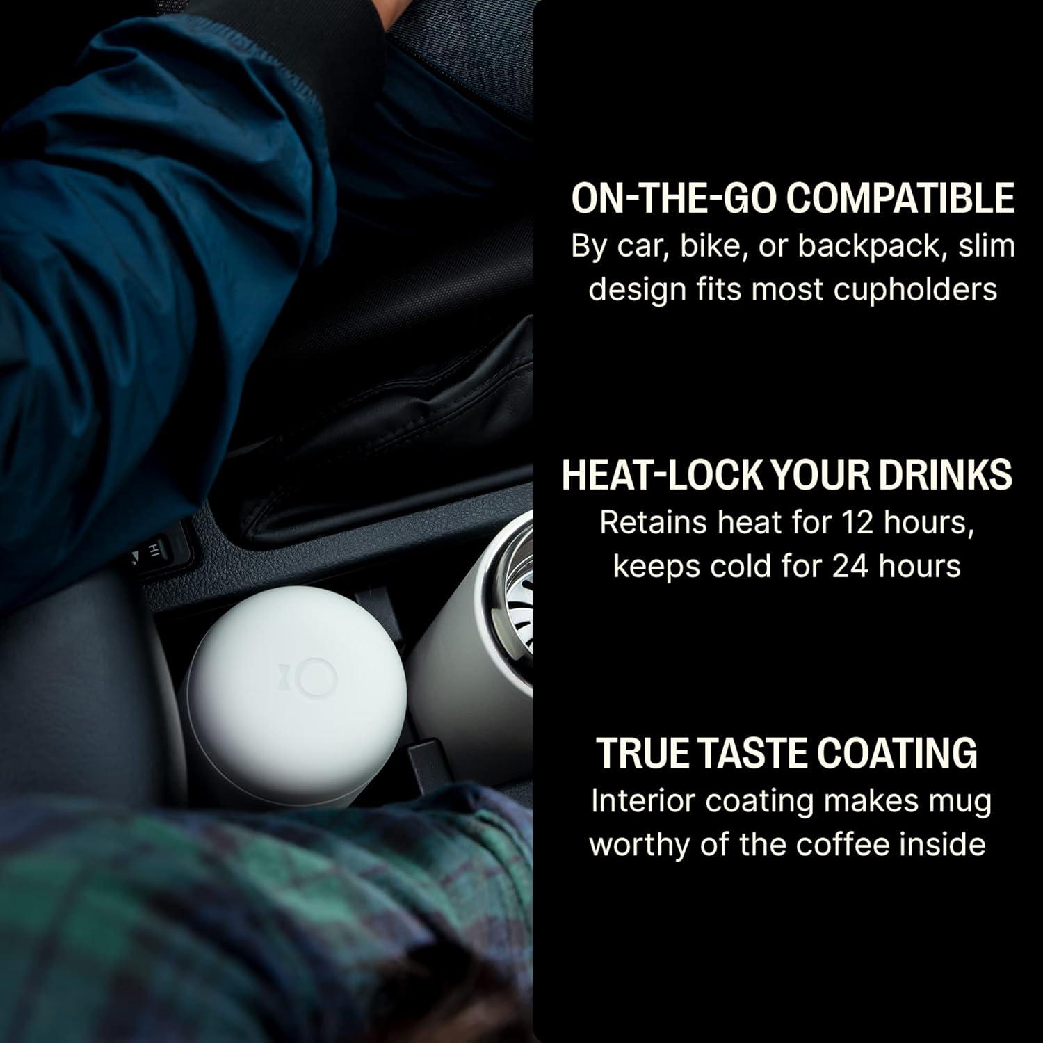 imageFellow 8 oz Carter Move Travel Mug VacuumInsulated Stainless Steel Travel Coffee Mug Coffee Tumbler with Ceramic Interior and Splash Guard Matte GreyMatte White