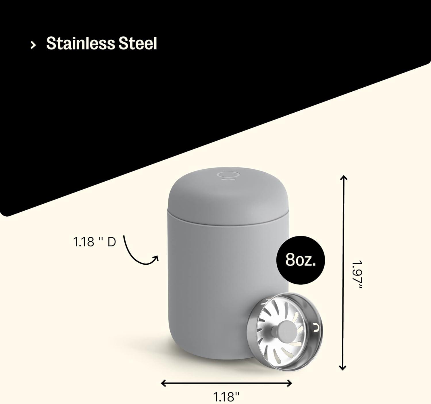 imageFellow 8 oz Carter Move Travel Mug VacuumInsulated Stainless Steel Travel Coffee Mug Coffee Tumbler with Ceramic Interior and Splash Guard Matte GreyMatte Grey