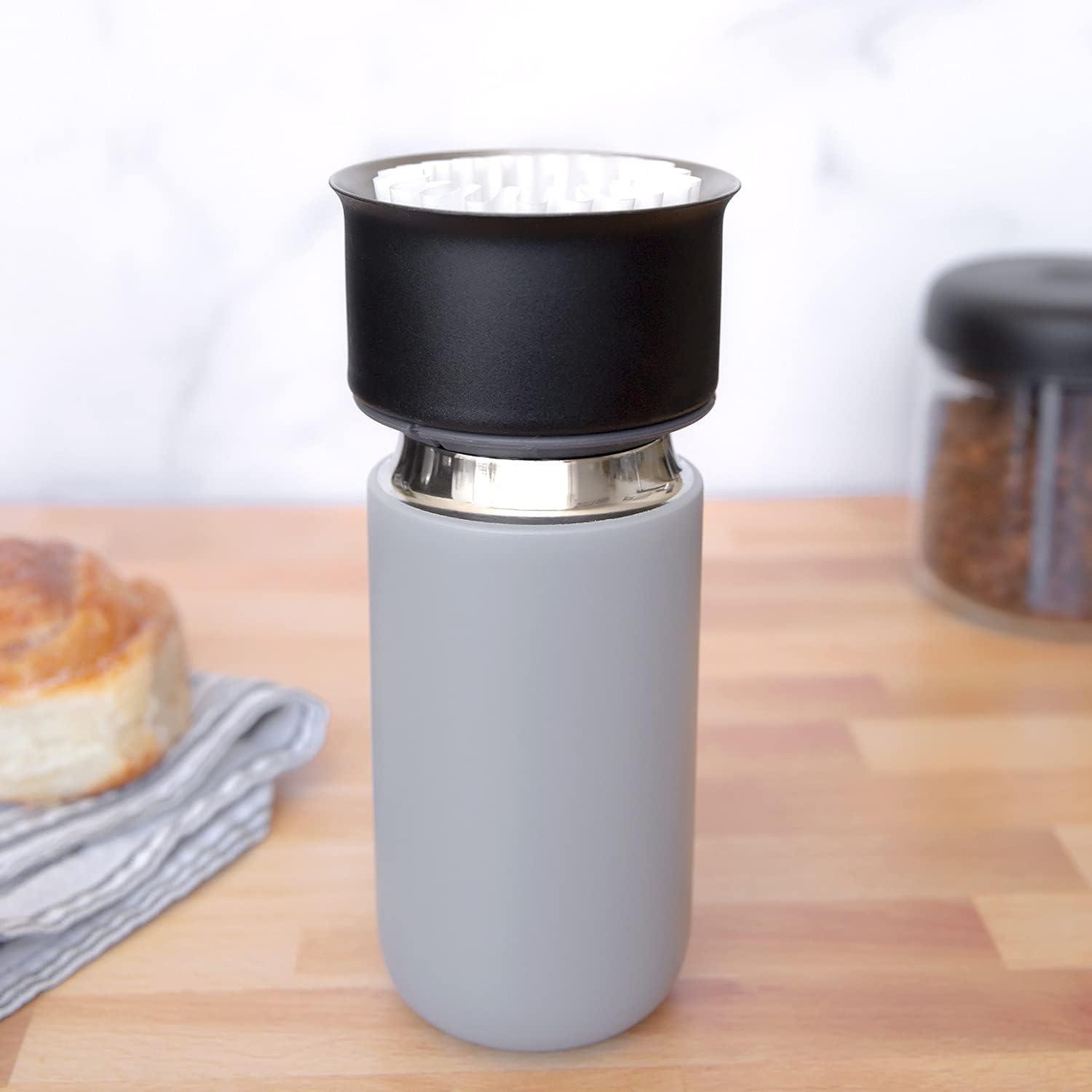 imageFellow 8 oz Carter Move Travel Mug VacuumInsulated Stainless Steel Travel Coffee Mug Coffee Tumbler with Ceramic Interior and Splash Guard Matte Greymattegrey