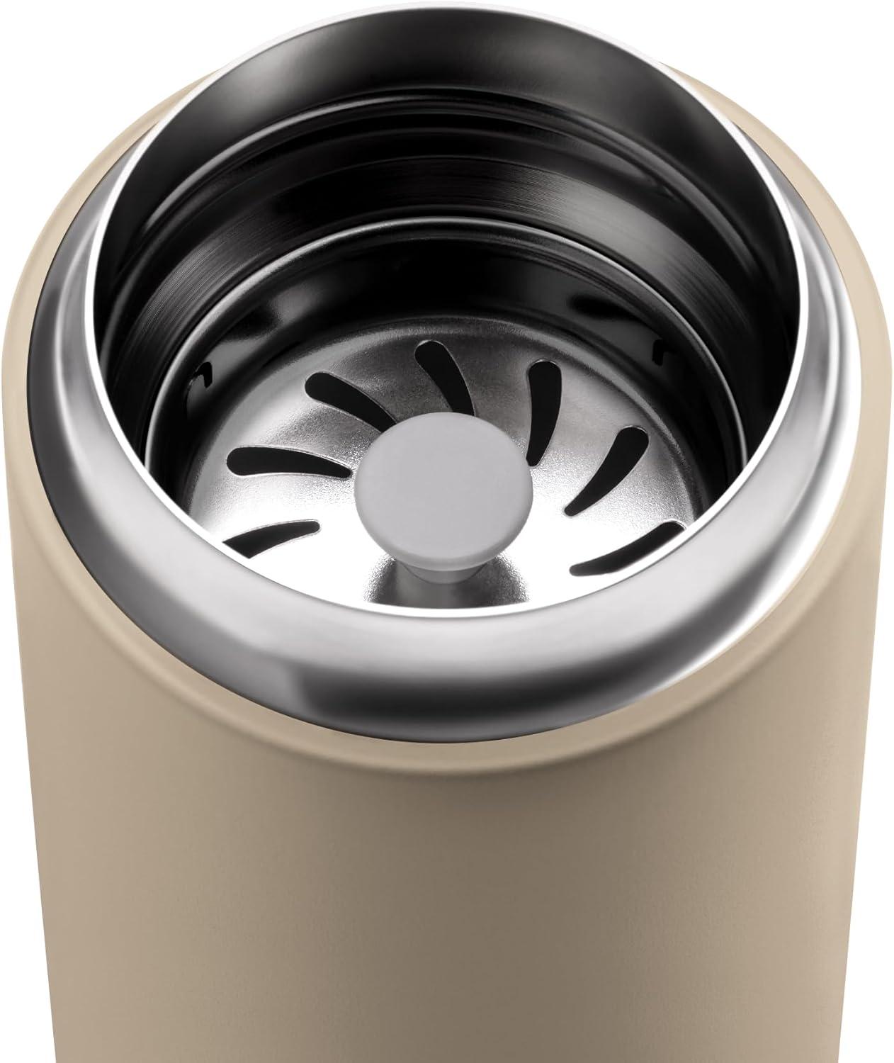 imageFellow 8 oz Carter Move Travel Mug VacuumInsulated Stainless Steel Travel Coffee Mug Coffee Tumbler with Ceramic Interior and Splash Guard Matte GreySand Dune