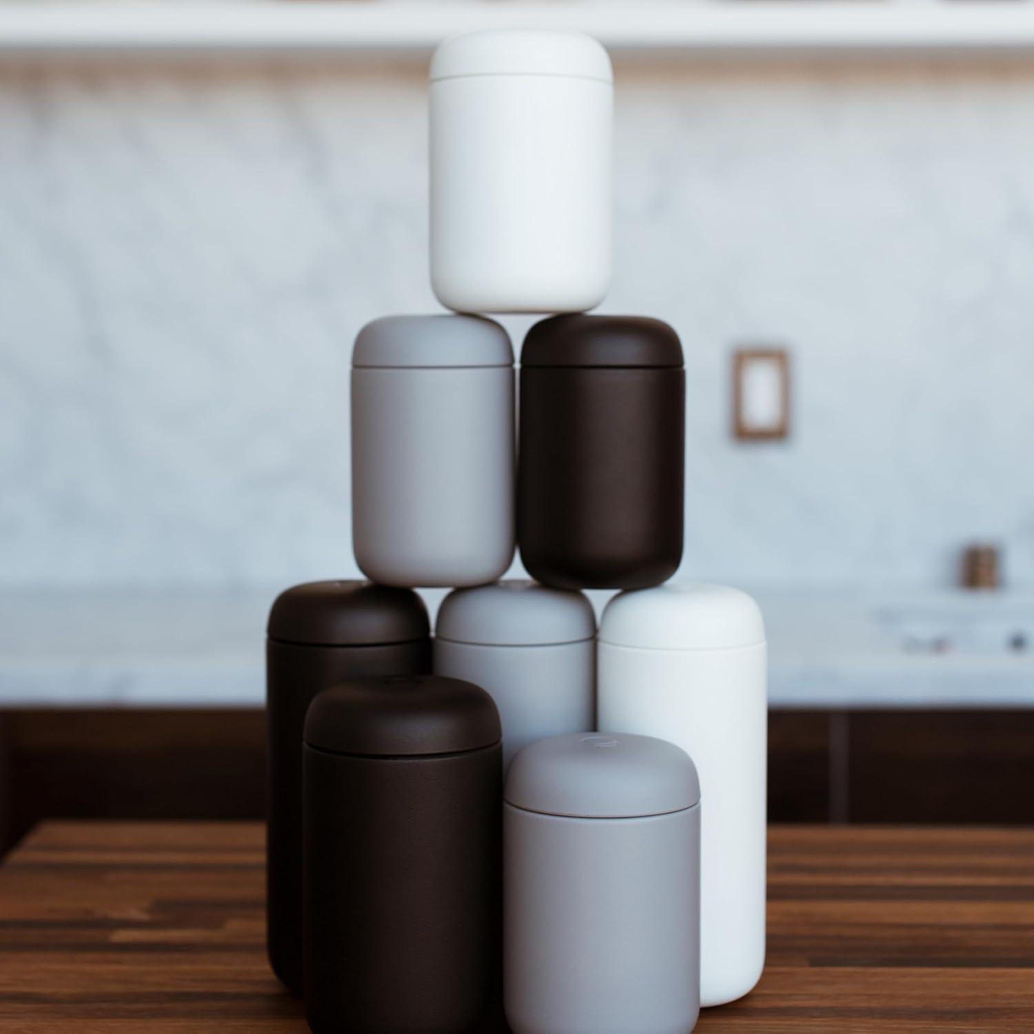 imageFellow 8 oz Carter Move Travel Mug VacuumInsulated Stainless Steel Travel Coffee Mug Coffee Tumbler with Ceramic Interior and Splash Guard Matte Greymattegrey