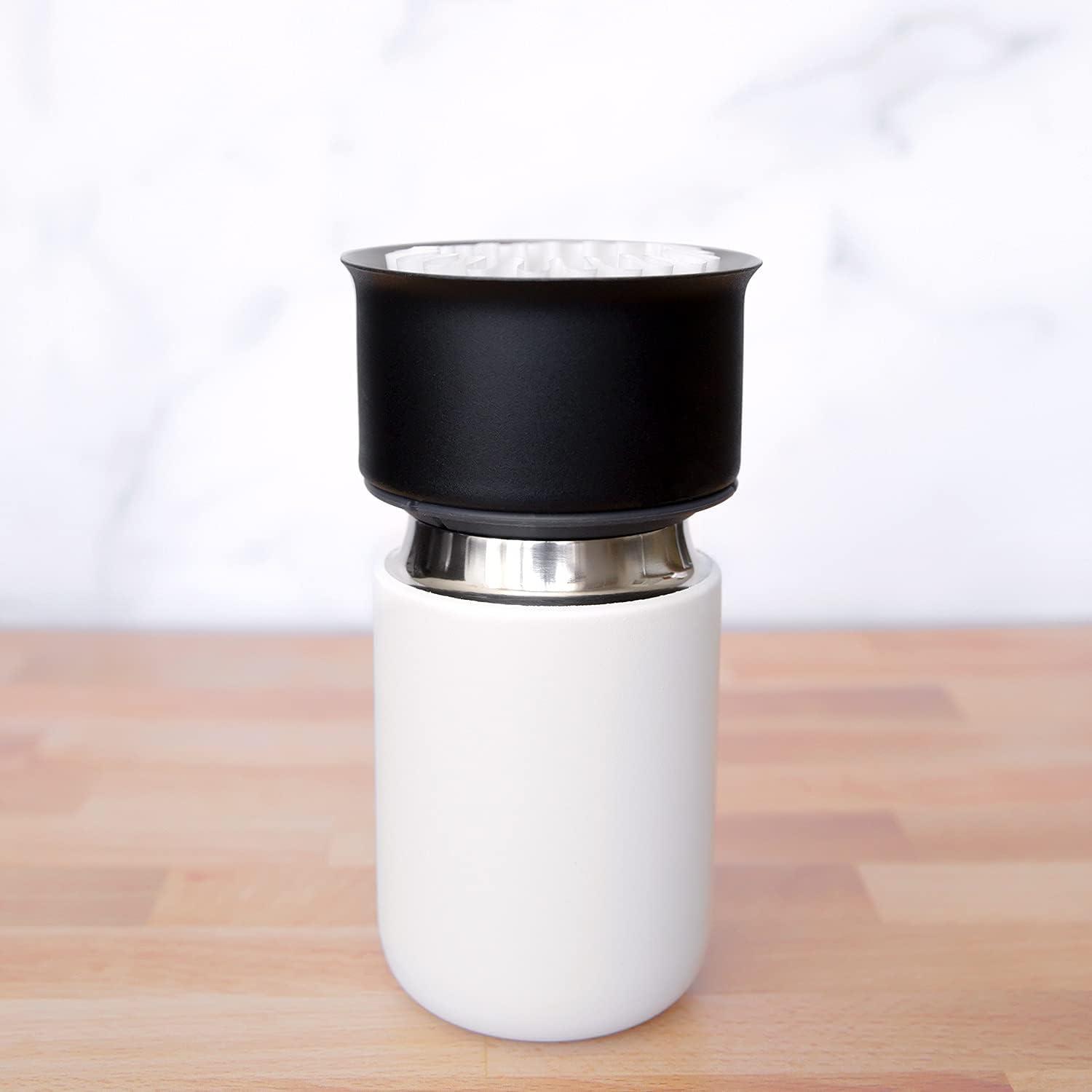 imageFellow 8 oz Carter Move Travel Mug VacuumInsulated Stainless Steel Travel Coffee Mug Coffee Tumbler with Ceramic Interior and Splash Guard Matte GreyMatte White