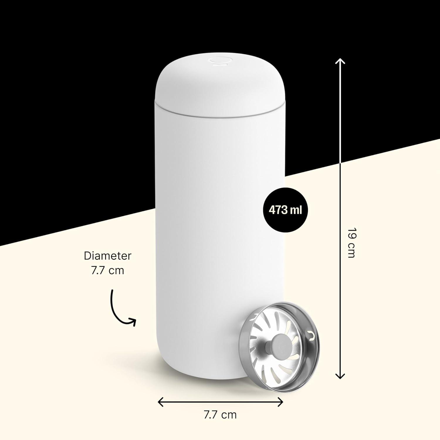 imageFellow 8 oz Carter Move Travel Mug VacuumInsulated Stainless Steel Travel Coffee Mug Coffee Tumbler with Ceramic Interior and Splash Guard Matte GreyMatte White