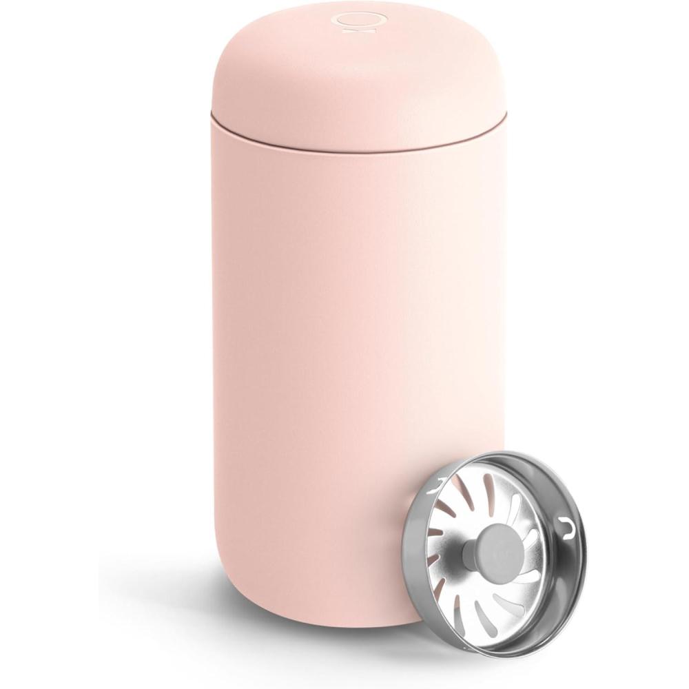 imageFellow 8 oz Carter Move Travel Mug VacuumInsulated Stainless Steel Travel Coffee Mug Coffee Tumbler with Ceramic Interior and Splash Guard Matte GreyWarm Pink