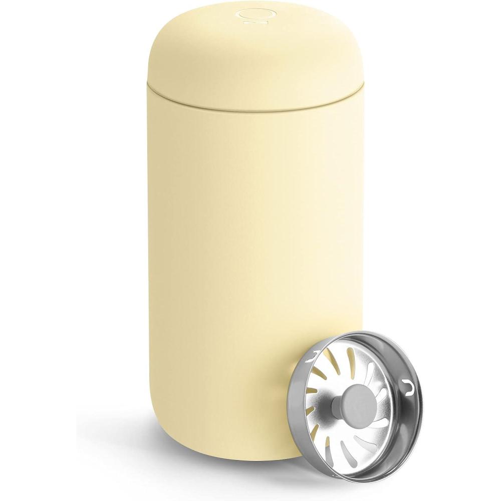 imageFellow 8 oz Carter Move Travel Mug  VacuumInsulated Stainless Steel Travel Coffee Mug  Coffee Tumbler with Ceramic Interior and Splash Guard  Matte GreyButtered Popcorn