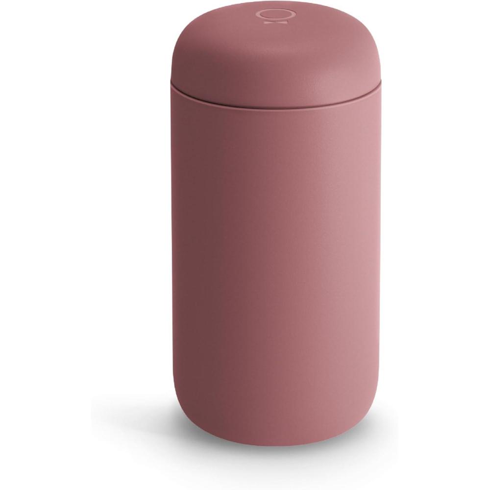 imageFellow 8 oz Carter Move Travel Mug  VacuumInsulated Stainless Steel Travel Coffee Mug  Coffee Tumbler with Ceramic Interior and Splash Guard  Matte GreyDesert Rose