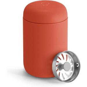 Fellow 8 oz Carter Move Travel Mug – Vacuum-Insulated Stainless Steel Travel Coffee Mug – Coffee Tumbler with Ceramic Interior and Splash Guard – Matte Grey(Corduroy Red)