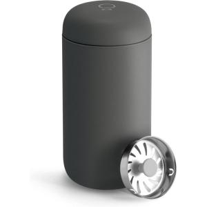 Fellow 8 oz Carter Move Travel Mug – Vacuum-Insulated Stainless Steel Travel Coffee Mug – Coffee Tumbler with Ceramic Interior and Splash Guard – Matte Grey(Slate Gray)