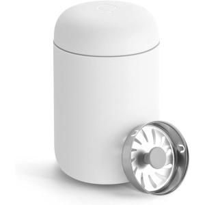 Fellow 8 oz Carter Move Travel Mug – Vacuum-Insulated Stainless Steel Travel Coffee Mug – Coffee Tumbler with Ceramic Interior and Splash Guard – Matte Grey(Matte White)