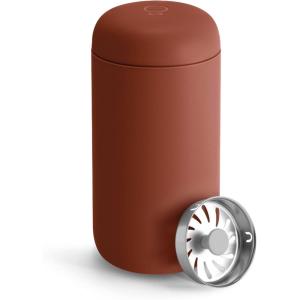 Fellow 8 oz Carter Move Travel Mug – Vacuum-Insulated Stainless Steel Travel Coffee Mug – Coffee Tumbler with Ceramic Interior and Splash Guard – Matte Grey(Sienna)