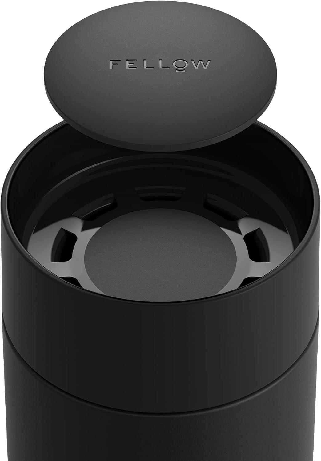 imageFellow Carter Move Mug with 360 Sip Lid  Open Top Coffee ToGo Tumbler with Ceramic Interior VacuumInsulated Stainless Steel Matte Black 8 oz CupMatte Black