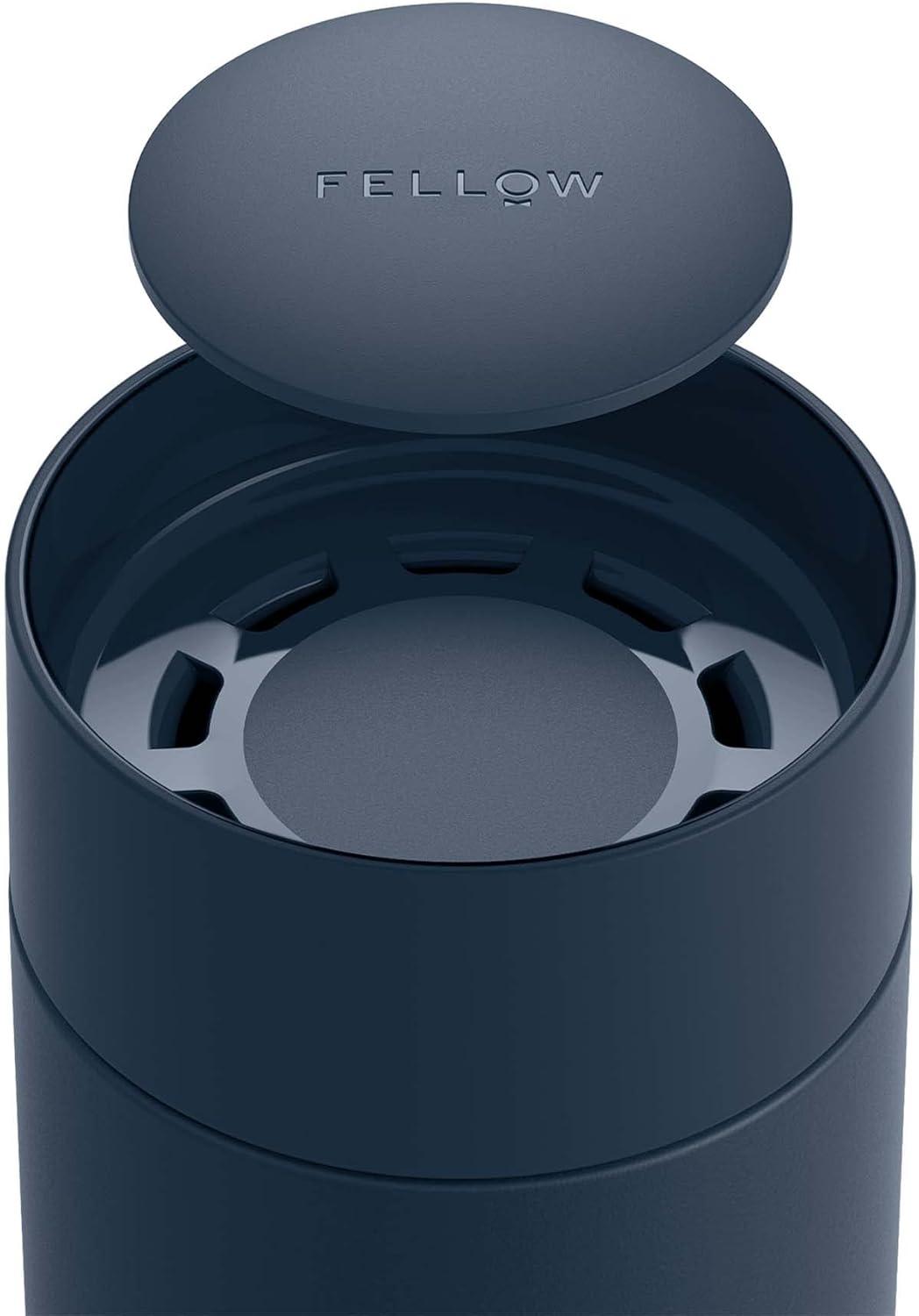 imageFellow Carter Move Mug with 360 Sip Lid  Open Top Coffee ToGo Tumbler with Ceramic Interior VacuumInsulated Stainless Steel Matte Black 8 oz CupStone Blue