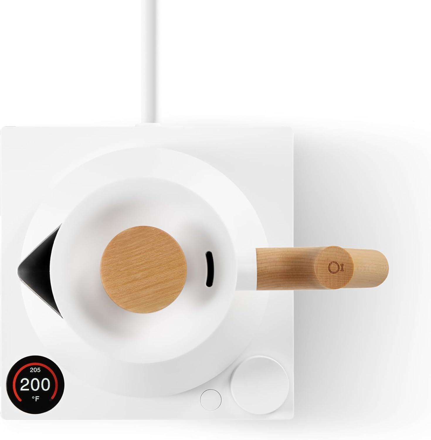 imageFellow Corvo EKG Electric Tea Kettle Electric Pour Over Coffee and Tea PotQuick Heating Electric KettlesTemperature Control ampamp BuiltIn Brew TimerMatte Black with Walnut Handle09 LiterMatte White with Maple Handle