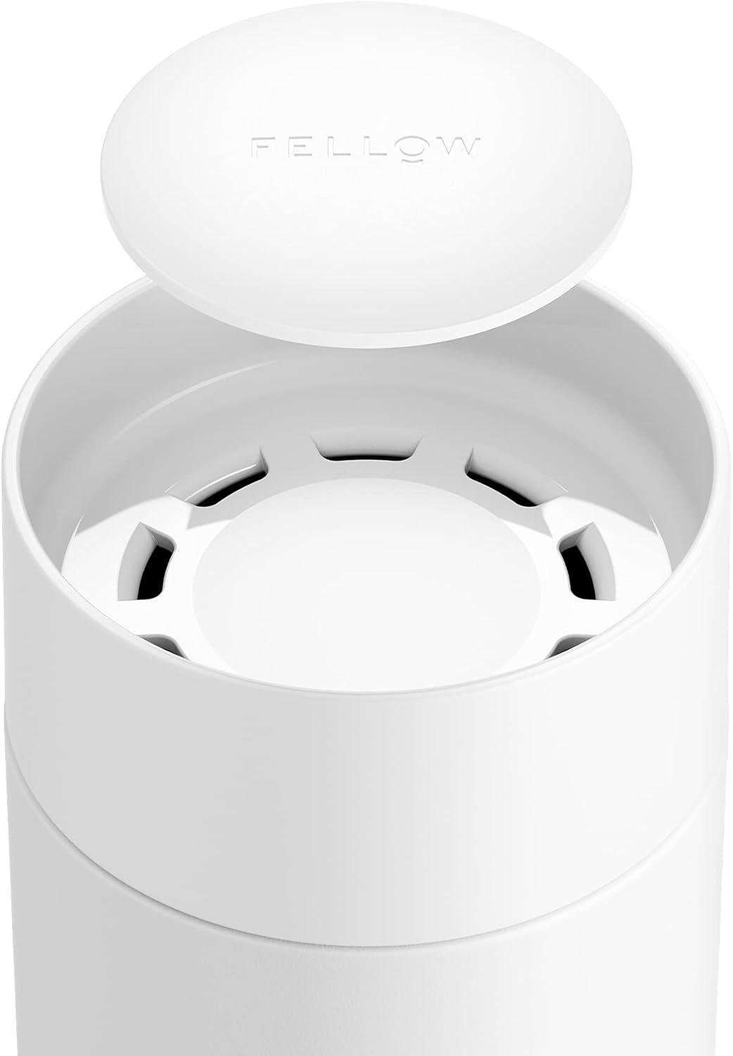 imageFellow Carter Move Mug with 360 Sip Lid Open Top Coffee ToGo Tumbler with Ceramic Interior VacuumInsulated Stainless Steel Matte White 12 oz Cup