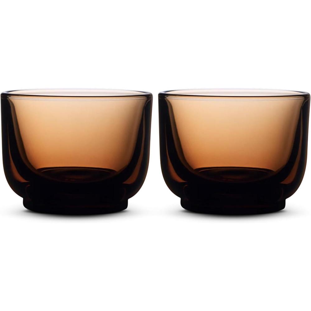 imageFellow Pirch Cortado Glasses 45 oz Artisanal Cups Set of 2 Dishwasher Safe Coffee Glasses for Espresso Drinks ampamp Latte Art  AmberAmber